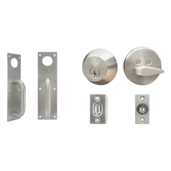Kit de Herraje para Puerta / Jaladera 30 cm (11.8 in) / Cerrojo B500P con Llave Mariposa / Pestillo de Bola Ajustable / Acero Inoxidable y Cromo