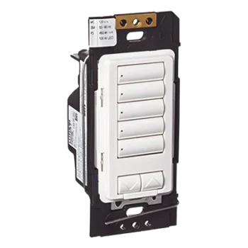 Botonera Híbrida Inalámbrica / 5 Botones Programables / Atenuador Integrado 450 W / RF 431-437 MHz / Instalación 2 Hilos o con Neutro