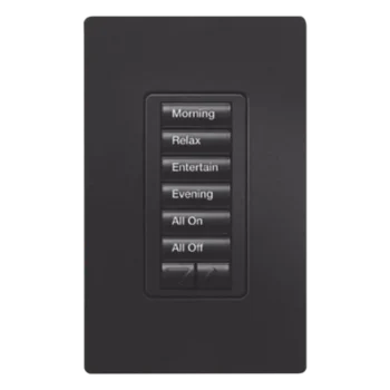 Teclado Híbrido de Pared / 6 Botones Programables / Atenuador Integrado 450 W / Control RF 431-437 MHz / Acabado Midnight