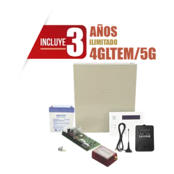 Kit de panel de intrusión / 8 zonas cableadas + 40 inalámbricas / comunicador 4G LTE-M/5G MN01LTEM / gabinete y teclado incluidos / 3 años de datos ilimitados