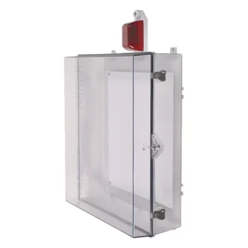 Gabinete de Policarbonato / Sirena-Estrobo Rojo / 32 Tonos / 85-100 dB / Cerradura con Llave / 502x629x186 mm / 1.65x2.06x0.61 ft / NEMA 4X / UL