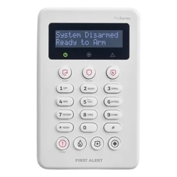 Teclado alfanumérico 2 líneas / Diseño slim / Teclas de armado rápido y emergencia / Tamper integrado / Hasta 8 por sistema