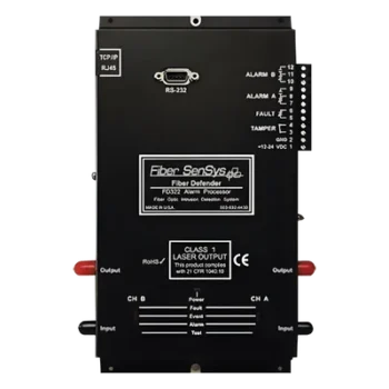 Sensor Perimetral de Fibra Óptica / 2 Zonas Independientes / 500 m (1,640 ft) por Zona / Alimentación 12/24 VDC / RS232