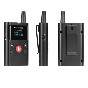 Intercomunicador Inalámbrico / Transmisor y Receptor / 12 Canales / 823-865 MHz / Alcance 280 m (918.6 ft) / Pantalla OLED / Batería 2500 mAh / Carga Tipo-C