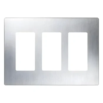 Placa de Pared Decorativa / 3 Espacios / Screwless / Acero Inoxidable / Perfil 7.6 mm / Compatible Maestro, Diva, Pico