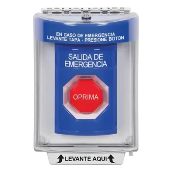 Botón Multipropósito / Salida de Emergencia / Reset Neumático / Sin Bocina / Texto Español / Tapa Policarbonato / 2 Relevadores Forma C / Interior-Exterior / -40°C a 121°C