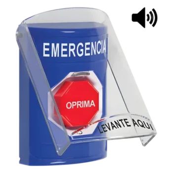 Botón Multipropósito / Superficie / Tapa Policarbonato / Bocina Integrada / Texto Emergencia Español / ADA Compatible / 2.4 in x 3.5 in