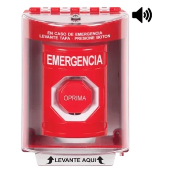 Botón Multipropósito / Superficie con Espaciador / Tapa Policarbonato / Bocina Pre-Alarma / Interior-Exterior / -40°C a 121°C / 10A 250VAC