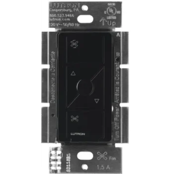 Control de velocidad para ventilador de techo / Inalámbrico / 120 V / 1.5 A / 4 velocidades + apagado / Caseta Wireless / Negro