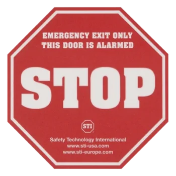 Etiqueta de Advertencia / Puerta con Alarma / Adhesivo / Resistente a Condiciones Extremas / Tamaño Estándar Comercial