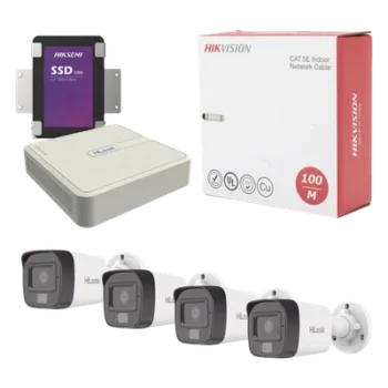 Kit de Videovigilancia IP / NVR 4 Canales PoE+ / 4 Cámaras 4 MP / Dual Light / Audio / Cable 100 m (328 ft) / HDD 1 TB