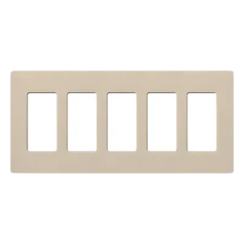 Placa de Pared / 5 Espacios / Diseño Screwless / Apertura Tipo Diseñador / Acabado Satinado Taupe