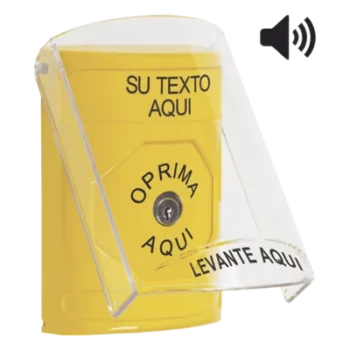 Botón de emergencia personalizado / Tapa policarbonato / Bocina integrada / Restablecimiento con llave / Acero inoxidable / Uso interior y exterior