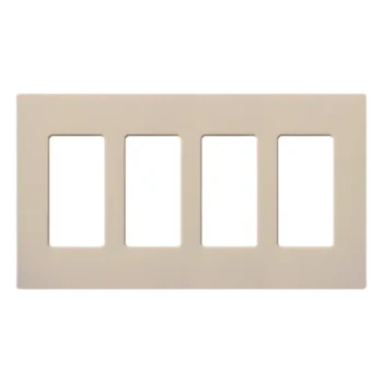 Placa de Pared Decorativa / 4 Espacios / Diseño sin Tornillos Visibles / Acabado Satinado Taupe / Perfil 7.6 mm / Compatible Apertura Designer