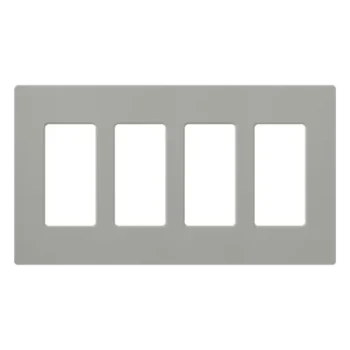Placa de pared Claro / 4 espacios / gris brillante (GR) / 21.3 x 11.9 cm, perfil 7.6 mm / sin tornillos / compatible con Caseta Wireless, Maestro, Pico y Vive