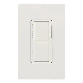 Atenuador e interruptor doble / 300 W incandescente-halógeno / interruptor 2.5 A / 120 V~ 60 Hz / unipolar / línea Maestro acabado Snow