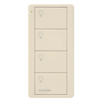 Control Pico / 4 botones / inalámbrico a pilas / RF Clear Connect 431-437 MHz / Gloss Light Almond / Caseta, RadioRA 2, HomeWorks QS
