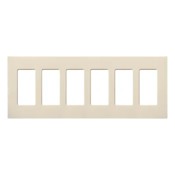 Placa de pared Claro / 6 espacios / Sin tornillos visibles / Plástico / Color almendra claro / Compatible con controles decora Lutron
