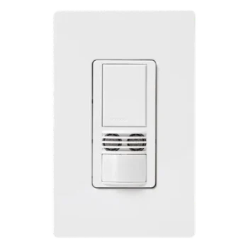 Apagador con sensor de ocupación / doble tecnología PIR + ultrasónica / 1 circuito / 6 A / sin neutro / 120-277 V / blanco