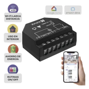 Relevador Wi-Fi Inteligente / Control de Iluminación / 1 Salida 125V / Wi-Fi 2.4 GHz / Consumo Energético / Calibre 14-22