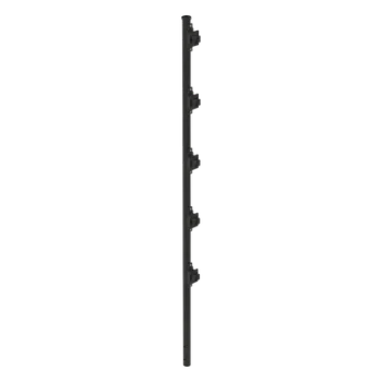 Poste para Cerca Electrificada / Acero Galvanizado Cal. 18 / 1.2 m (3.9 ft) / 5 Aisladores de Paso / Pintura Electrostática Negra / Fijación en Concreto