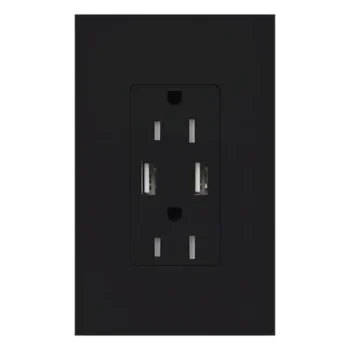 Tomacorriente de Pared / 15 A / 2 Puertos USB Tipo A / 3.8 A / Resistente a Manipulaciones / Color Midnight