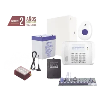 Kit de alarma / panel VISTA-48 / comunicador 4G LTE-M multimarca MN02-LTE-M / botón de pánico con detección de caídas / app RControl