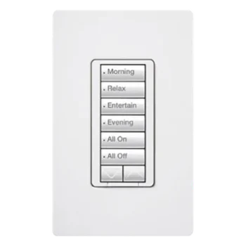 Teclado híbrido / 6 botones + subir-bajar / atenuador 450 W-450 VA / 120 V / 2 hilos o con neutro / RF Clear Connect / RadioRA 2 / blanco