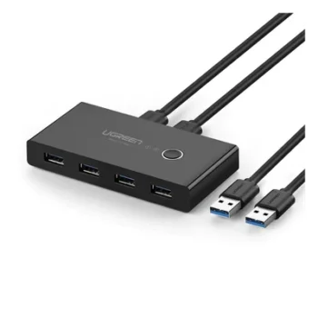 Conmutador USB / 4 Puertos USB 3.0 / 2 PC / Switch Manual / Alimentación Extra 5V / Cables 1.5 m (4.9 ft)