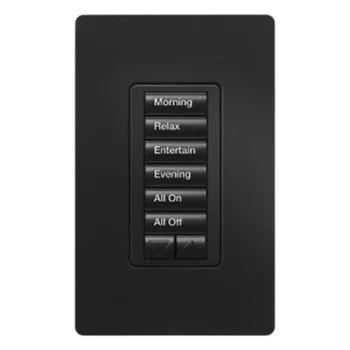 Teclado híbrido RadioRA 2 / 6 botones + subir-bajar / Dimmer 120 V, 450 W / 2 hilos o neutro / Negro