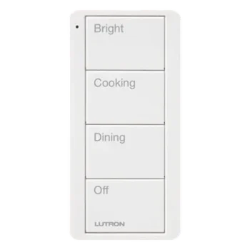 Control de escenas Pico / 4 botones grabados Bright-Cooking-Dining-Off / RF 431-437 MHz / batería CR2032 de 10 años / Caseta Wireless y RA2 Select / blanco