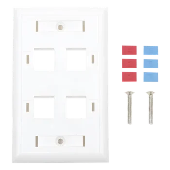 Placa de Pared Keystone / 4 Puertos / Espacio para Etiqueta / UL 94V-0 / 70 x 115mm (2.75' x 4.52')