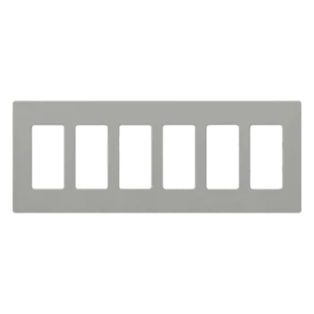 Placa de pared Claro / 6 espacios / gris brillante (GR) / 30.5 x 11.9 cm, perfil 7.6 mm / sin tornillos / compatible con Caseta Wireless, Maestro, Pico y Vive