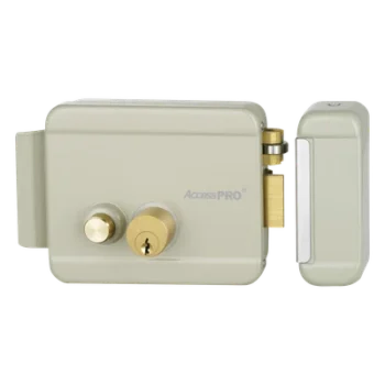 Cerradura Eléctrica con Botón de Salida / Doble Cerrojo / Exterior Derecha / 12 VCA 2.5A / Compacta 129 x 103 x 38 mm