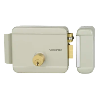 Cerradura Eléctrica / 12 VCA 2.5 A / Doble Cerrojo / Activación por Pulso 2 s / Exterior / Derecha / 129 x 103 x 38 mm