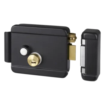 Cerradura Eléctrica con Botón de Salida / Doble Cerrojo / 12 VCD / Exterior / Apertura Derecha / 129 x 103 x 38 mm