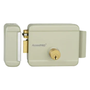 Cerradura Eléctrica / Doble Cerrojo / 12 VCA 2.5 A / Activación por Pulso 2 s / Exterior / Puerta Izquierda