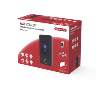Kit Terminal Control de Acceso / Reconocimiento Facial 1500 Rostros / 3000 Huellas + 3000 Tarjetas / Pantalla Táctil 4.3" / 2 Megapixel Gran Angular / PoE+ / Alimentación Cerradura 12VDC/1A / IP65 / Wi-Fi / Audio Bidireccional / Reconocimiento con Mascarilla / -30°C a 60°C