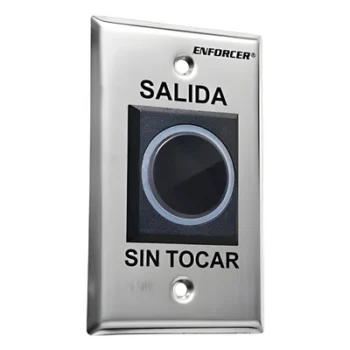 Botón de Salida sin Contacto / Sensor IR Ajustable 6 a 20 cm / LED Bicolor / Relé 0.5 a 30 s / 12-24 VCA/VCC / UL 294