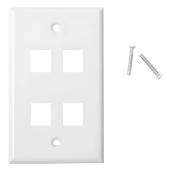 Placa de Pared / 4 Puertos Keystone / Montaje Vertical / 70 x 115 mm / 2.75 x 4.52 ft / Blanco
