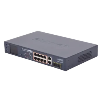 Switch PoE+ / 8 Puertos 10/100Mbps / 2 Puertos Gigabit Combo TP/SFP / Alcance 250m (820 pies) / Pantalla LCD / 120W