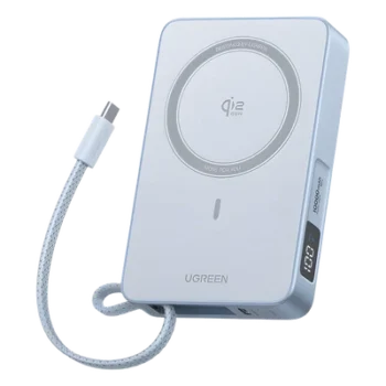 Banco de Energía Magnético Inalámbrico / 10000 mAh 36 Wh / Carga Rápida 30 W PD3.0/PPS/UFCS / Qi 2.2 25 W MPP / Cable USB-C Integrado 60 W / 254 g