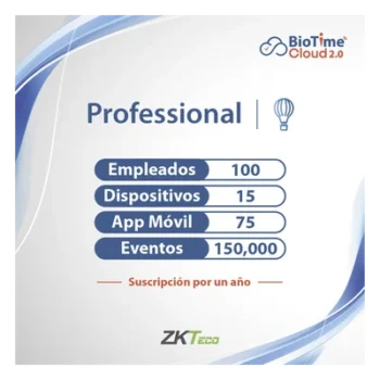 Licencia Cloud / 100 Usuarios / 15 Dispositivos / Gestión de Asistencia / Anual