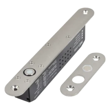 Cerradura de Perno Eléctrica / Diseño Estrecho para Perfiles Delgados / Temporizador 10 s / Buzzer y LED Bicolor / 12-24 VDC / Sensor de Estado de Puerta