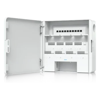 Concentrador de Acceso Empresarial / Control de 8 Puertas / 8 Puertos PoE / Respaldo de Batería 32-48 VCC / Carcasa de Acero y Policarbonato