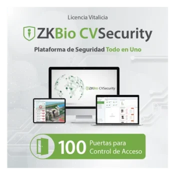Licencia de Software / Gestión de 100 Puertas / Control de Acceso / Compatible con InBio Pro y Biométricos ZKTeco