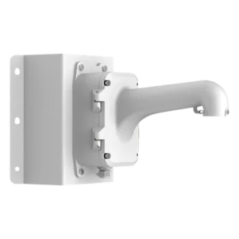 Montaje de Esquina con Caja de Conexión / Compatible Domos PTZ / Aleación de Aluminio y Acero / Carga 10 kg (22 lb) / Adaptador AC 24V 3A / IP para Exterior