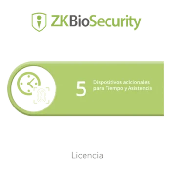 Licencia de Software / Gestión de 5 Dispositivos / Control de Tiempo y Asistencia / Compatible InbioPro, Inbio, APX y Biométricos