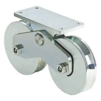 Rueda Doble para Puerta Corrediza / 12 cm Diámetro / 1200 kg Carga / Canal V / 10.04 kg Peso / 0.39 pies Diámetro