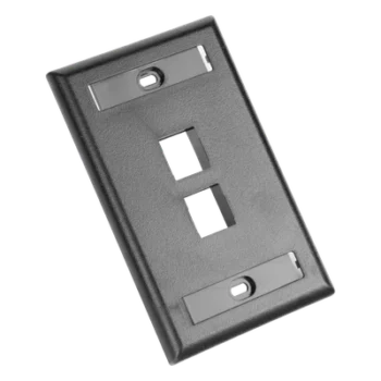 Placa de Pared Vertical / 2 Puertos Keystone / Diseño Plano / 69.8 x 114.3 mm (2.75 x 4.5 pulg.) / Etiquetas Integradas / Color Negro